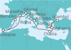 Itinerário do Cruzeiro  De Barcelona a Piraeus (Atenas) - Princess Cruises