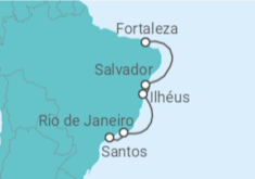 Itinerário do Cruzeiro  De Santos a Fortaleza - Costa Cruzeiros
