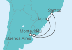 Itinerário do Cruzeiro  Natal Brasil, Argentina, Uruguai 2024 - Costa Cruzeiros