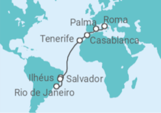 Itinerário do Cruzeiro  De Civitavecchia (Roma) ao RJ - MSC Cruzeiros