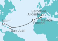 Itinerário do Cruzeiro  Espanha, Portugal, Porto Rico - Oceania Cruises