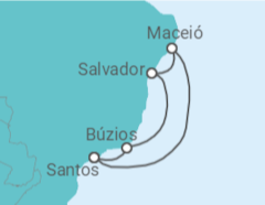 Itinerário do Cruzeiro  Búzios, Salvador, Maceió 24-25 - MSC Cruzeiros