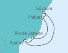 Itinerário do Cruzeiro  Salvador, Ilhéus, RJ 2024-2025 - MSC Cruzeiros