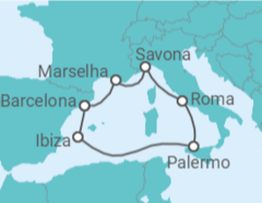 Itinerário do Cruzeiro  Espanha, Itália - Costa Cruzeiros