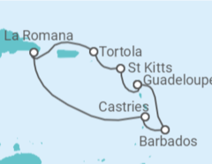 Itinerário do Cruzeiro  Santa Lúcia, Barbados, Guadalupe, Ilhas Virgens Britânicas - Costa Cruzeiros