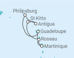Itinerário do Cruzeiro  Sint Maarten, Antígua E Barbuda, São Cristóvão E Neves, Martinica - MSC Cruceros