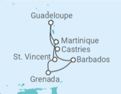 Itinerário do Cruzeiro  Guadalupe, Santa Lúcia, Barbados, São Vicente E Granadinas - MSC Cruzeiros