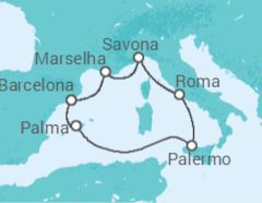 Itinerário do Cruzeiro  Itália, França, Espanha - Costa Cruzeiros