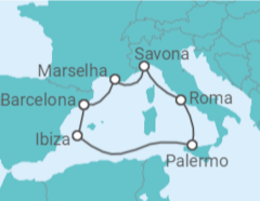 Itinerário do Cruzeiro  Espanha, Itália, França - Costa Cruzeiros