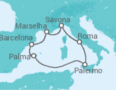 Itinerário do Cruzeiro  Itália, França, Espanha - Costa Cruzeiros