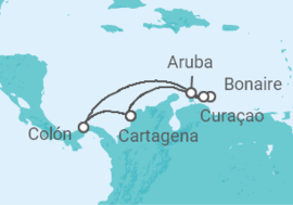 Itinerário do Cruzeiro  Antilhas e Caribe Sul  - saindo de Colon - Pullmantur 